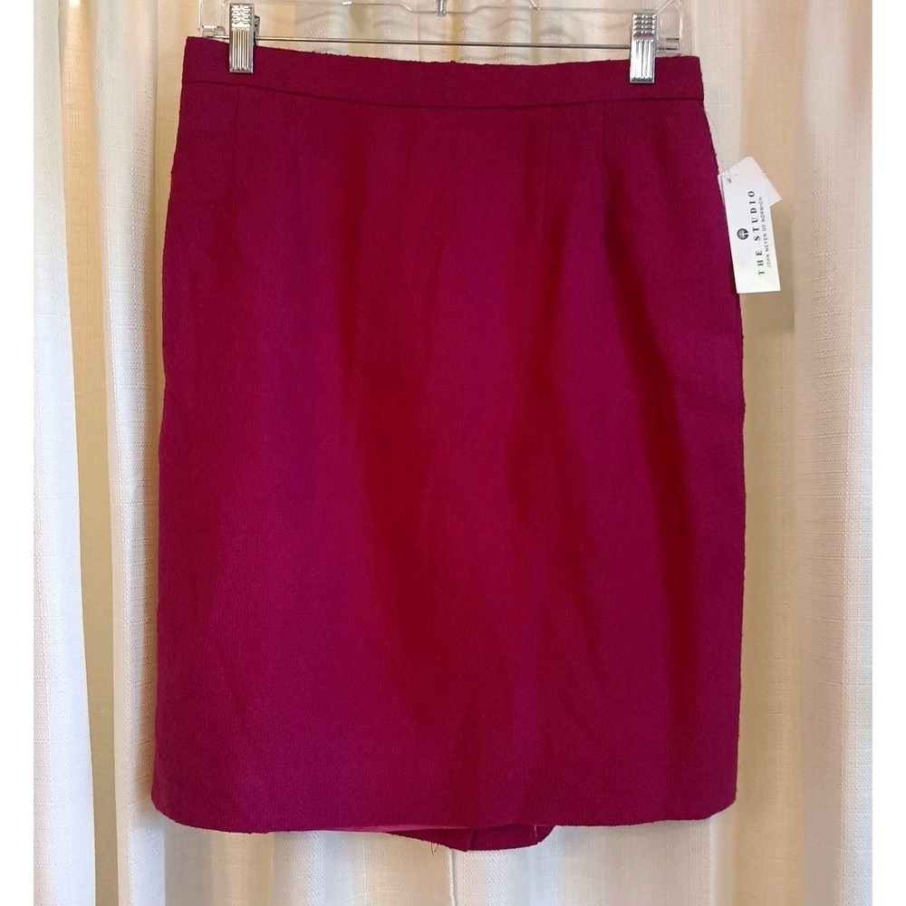 NWT John Meyer Of Norwich Pink Wool Pencil Suit Skirt Womens 12 Made In USA